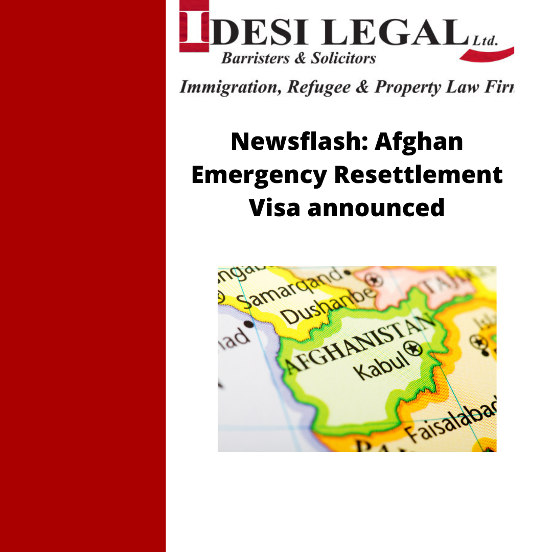 Newsflash: Afghan Emergency Resettlement Visa announced